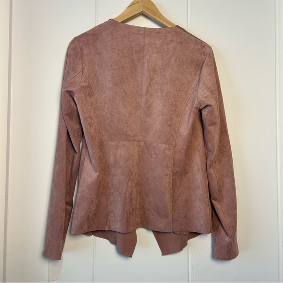 NWT Adrienne Vittadini Soft Pink Microfiber faux suede drapey jacket size S - Picture 2 of 9